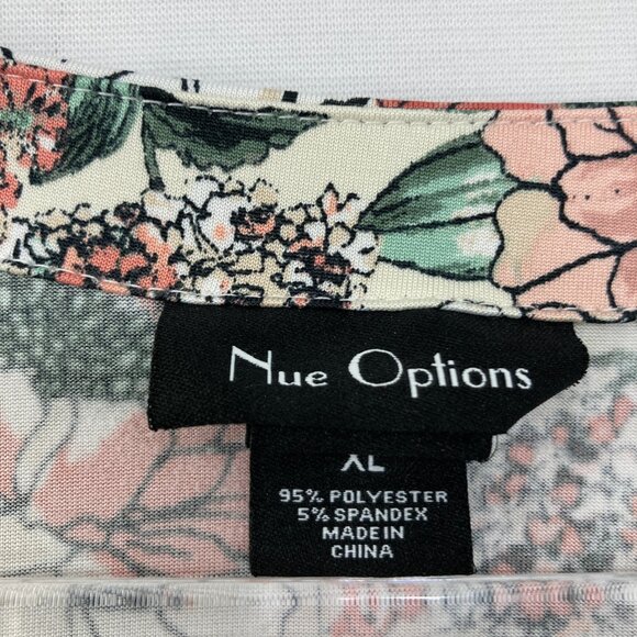 Nue Options size XL Multi Color Floral Soft Stretch Knit Flare Sleeve Comfy Top - Picture 2 of 9